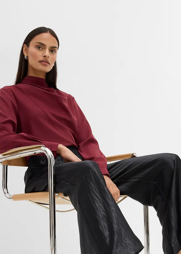 Saténované Palazzo kalhoty s pohodlným pasem, bonprix