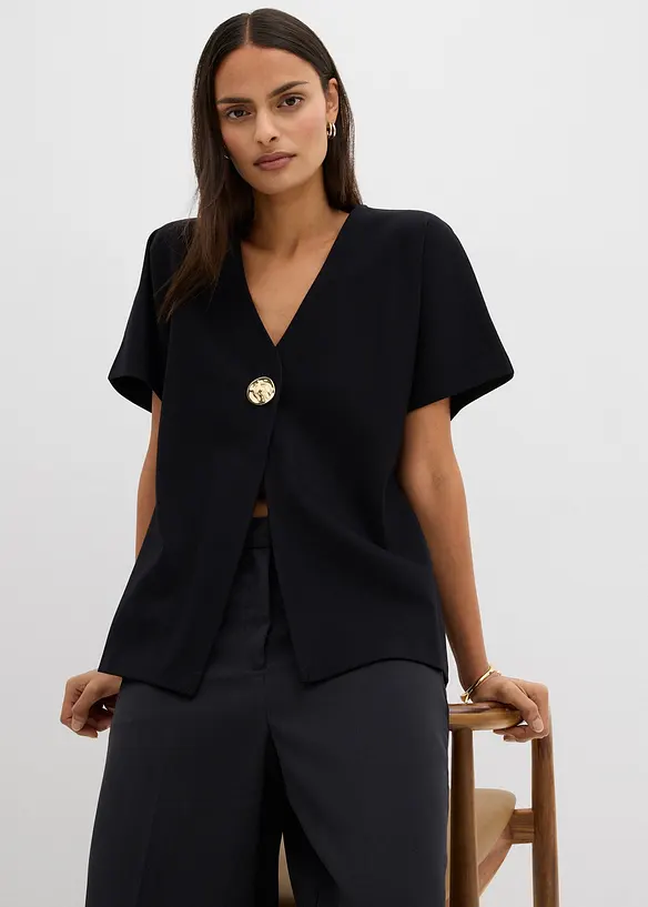 Pohodlná vesta z materiálu Punto di Roma, s ozdobným knoflíkem, bonprix