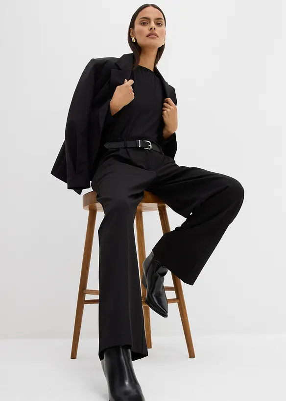 Kalhoty se sklady u pasu, z viskózové směsi, bonprix