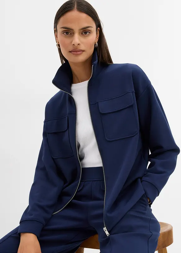 Mikina na zapínání, z lehce lesklé viskózové směsi, bonprix