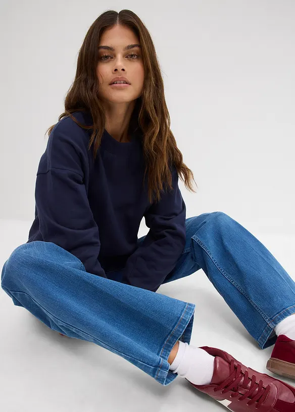 Džíny Straight, Mid Waist, organická bavlna, bonprix