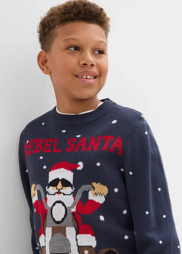 Svetr z jemné pleteniny s vánočním motivem, bonprix