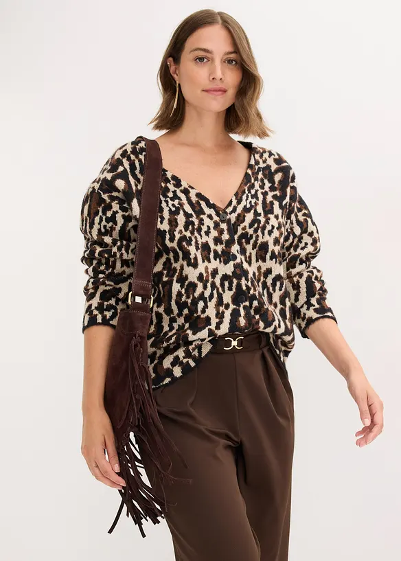 Pletený žakárový kabátek, bonprix