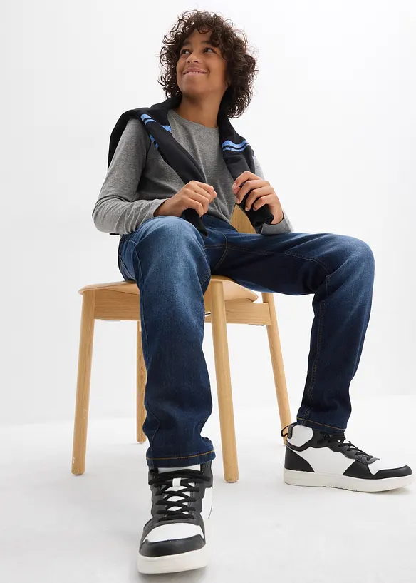 Termo džíny bez zapínání, Regular Fit, s žerzejovou podšívkou, Straight, bonprix