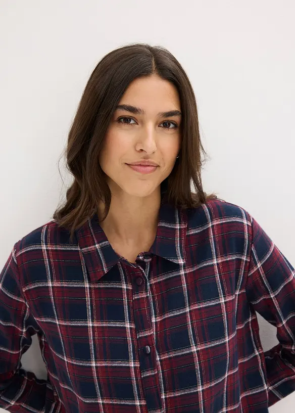 Tkaná noční košile z flanelu, s knoflíkovou lištou, bonprix