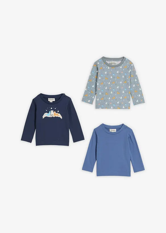 Dlouhé tričko z čisté organické bavlny (3 ks v balení), bonprix