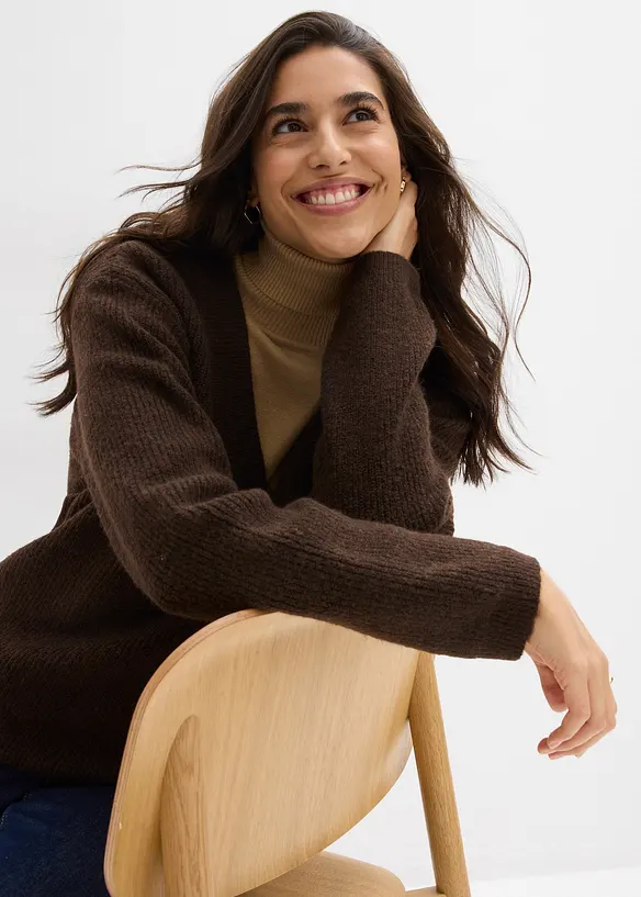 Pletený svetr s výstřihem do V, bonprix