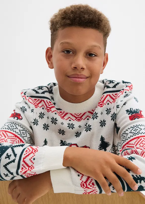 Svetr z jemné pleteniny s vánočním motivem, bonprix