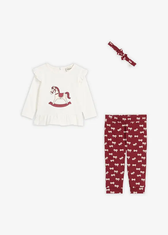 Tričko, legíny a čelenka z čisté organické bavlny (3dílná souprava), bonprix