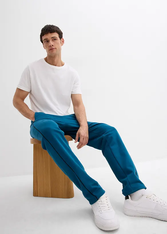 Teplákové kalhoty s kontrastními detaily, z čisté bavlny, bonprix