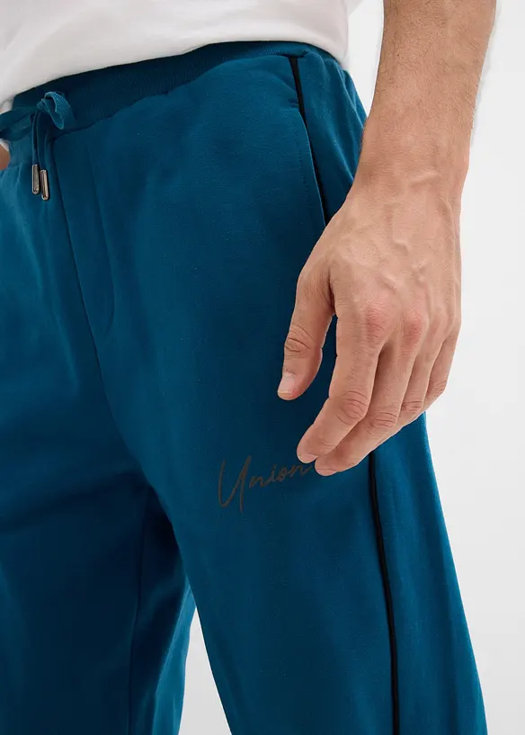 Teplákové kalhoty s kontrastními detaily, z čisté bavlny, bonprix