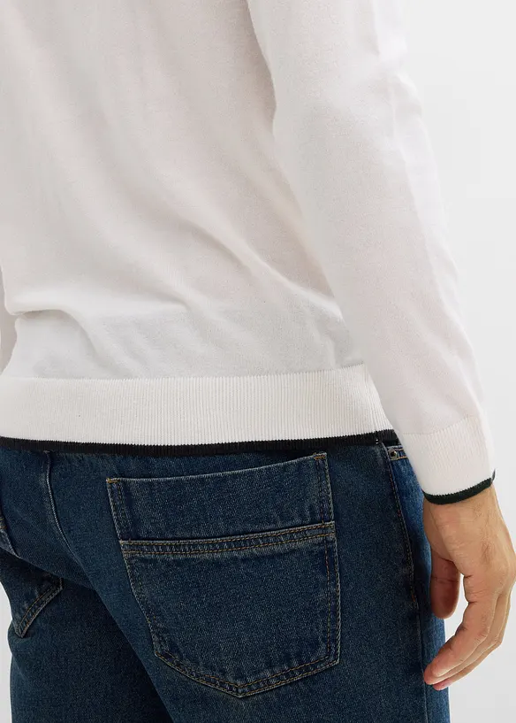 Svetr z jemné pleteniny, s kontrastními detaily, bonprix