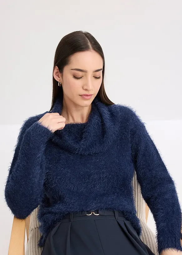 Rolákový svetr z měkké peříčkové příze, bonprix