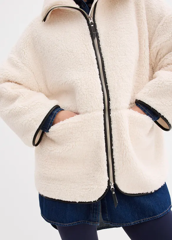 Oversize bunda z medvídkového flísu, bonprix