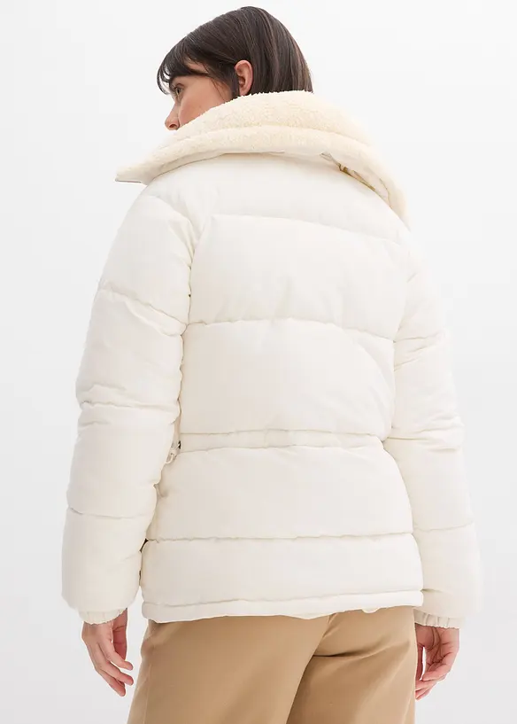 Prošívaná bunda s límcem z medvídkového plyše, bonprix