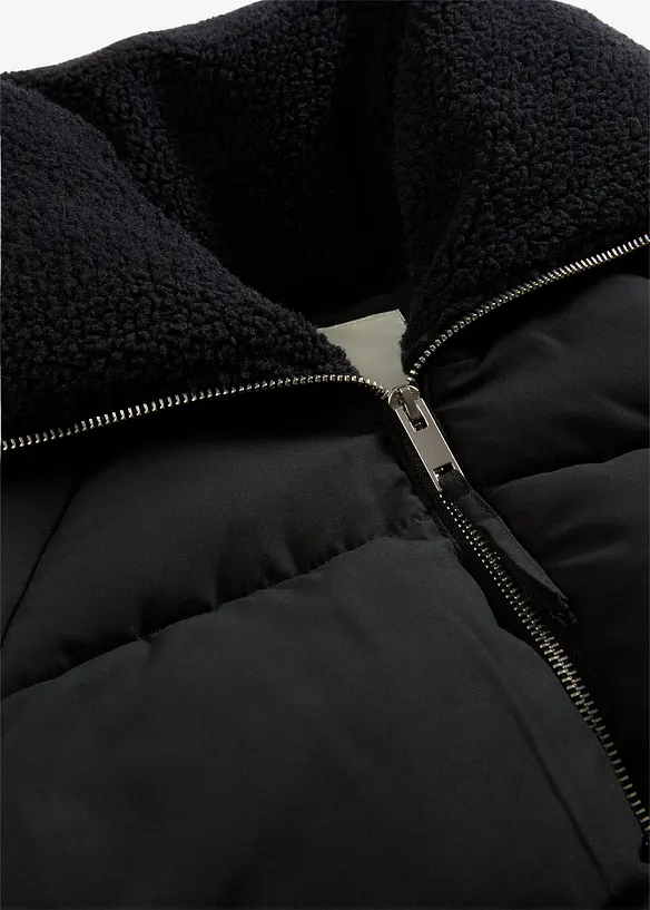 Prošívaná bunda s límcem z medvídkového plyše, bonprix