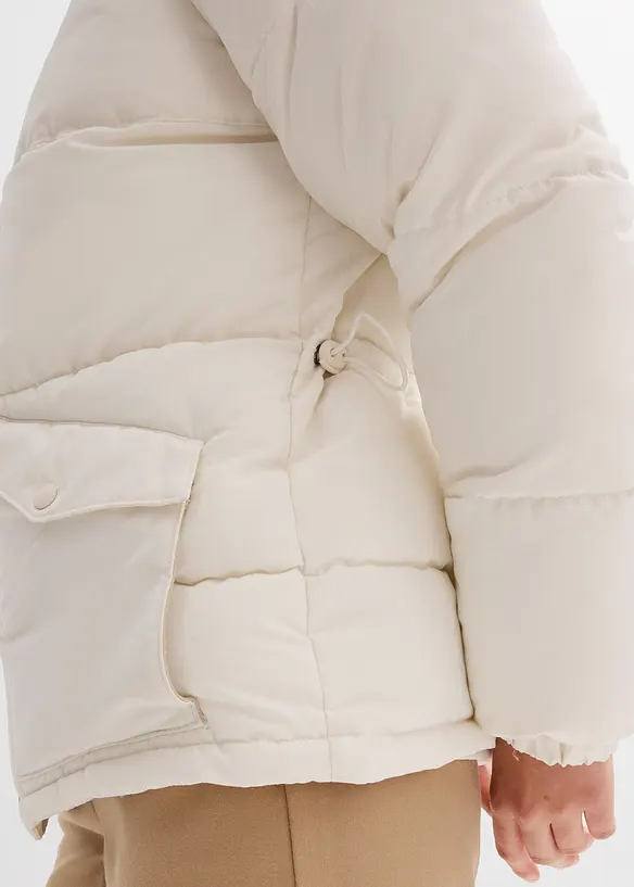 Prošívaná bunda s límcem z medvídkového plyše, bonprix