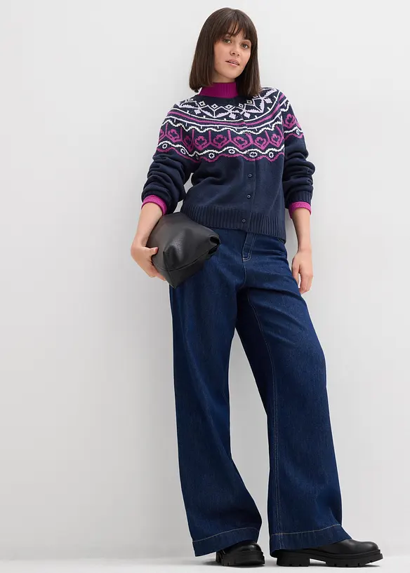 Oversize pleten&yacute; kab&aacute;tek s norsk&yacute;m vzorem, bonprix