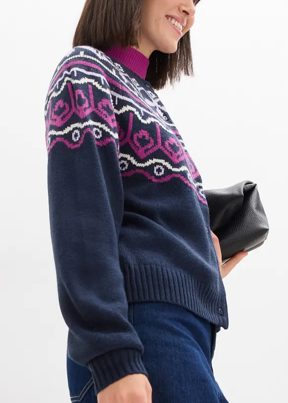 Oversize pleten&yacute; kab&aacute;tek s norsk&yacute;m vzorem, bonprix