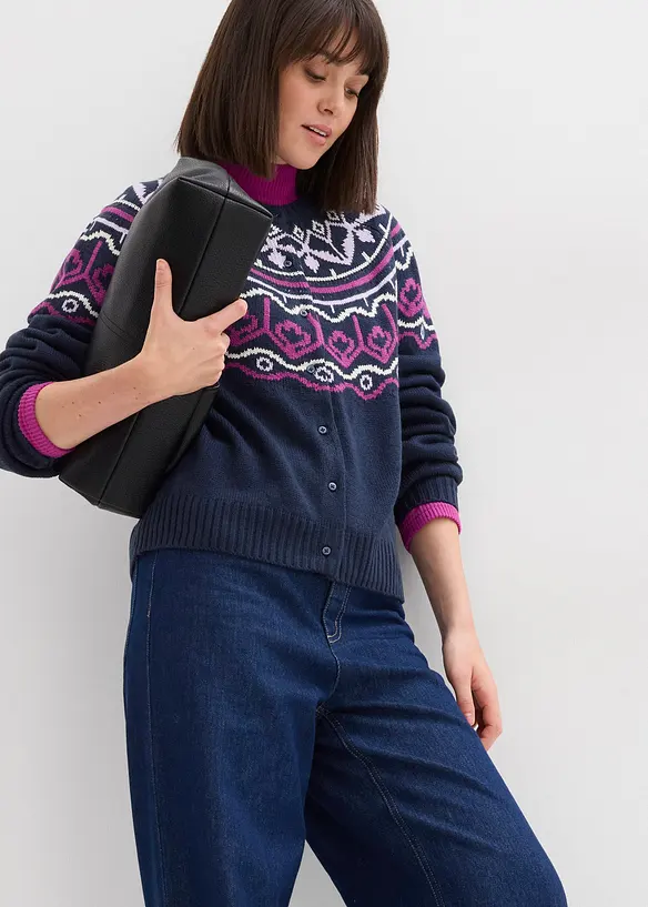 Oversize pleten&yacute; kab&aacute;tek s norsk&yacute;m vzorem, bonprix