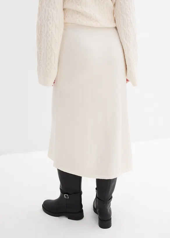 Pleten&aacute; midi sukně z měkk&eacute; visk&oacute;zov&eacute; směsi, bonprix