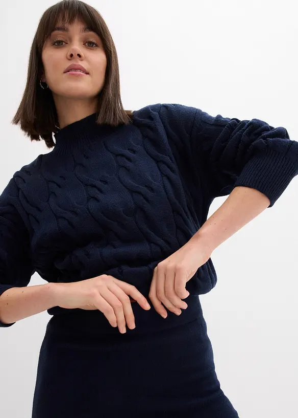 Pletená midi sukně z měkké viskózové směsi, bonprix