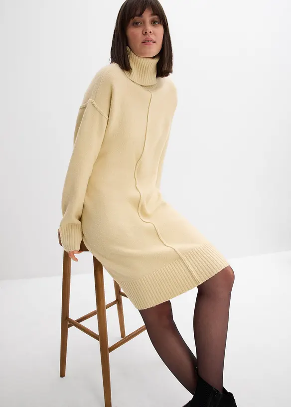 Pletené šaty s ozdobným švem, bonprix