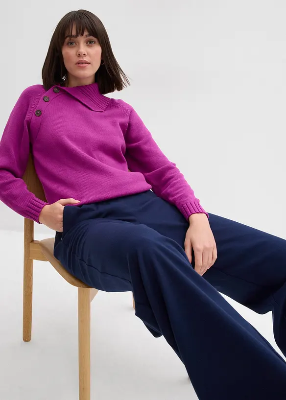 Kalhoty s vlněným vzhledem a s pohodlným pasem, bonprix