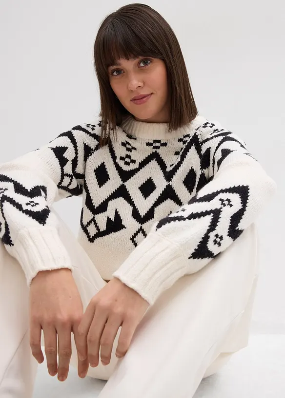 Oversize svetr s norským vzorem, bonprix