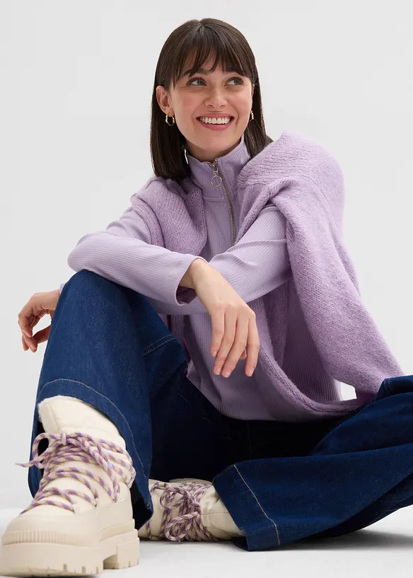 Žebrované tričko z měkké viskózové směsi, bonprix