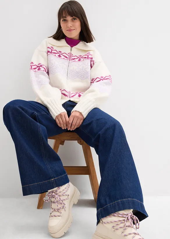 Kr&aacute;tk&yacute; pleten&yacute; kab&aacute;tek s norsk&yacute;m vzorem, bonprix