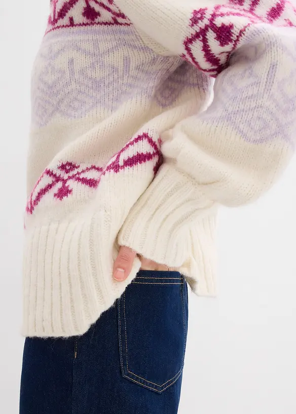 Kr&aacute;tk&yacute; pleten&yacute; kab&aacute;tek s norsk&yacute;m vzorem, bonprix