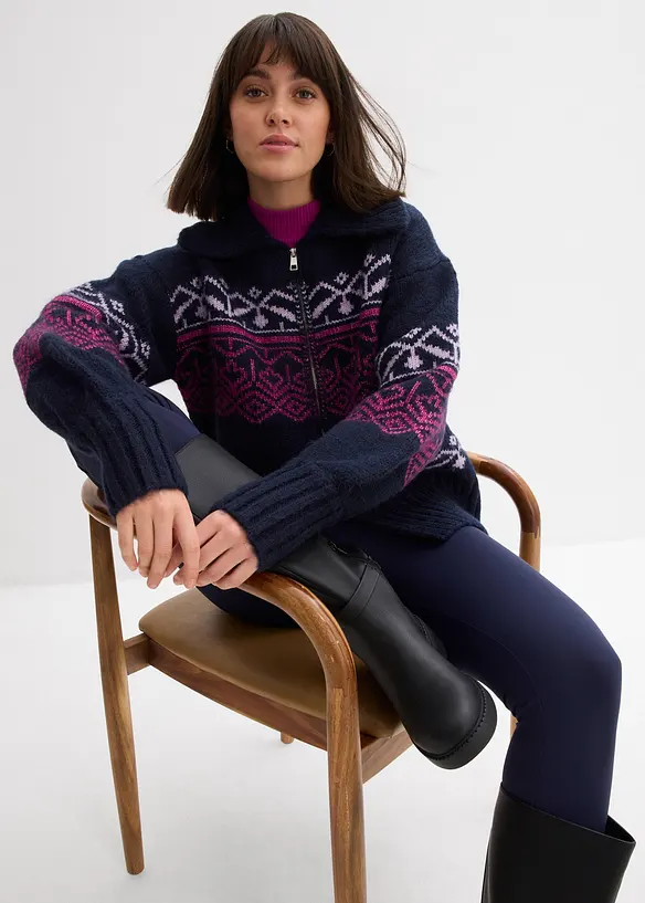 Norský oversize pletený kabátek, bonprix