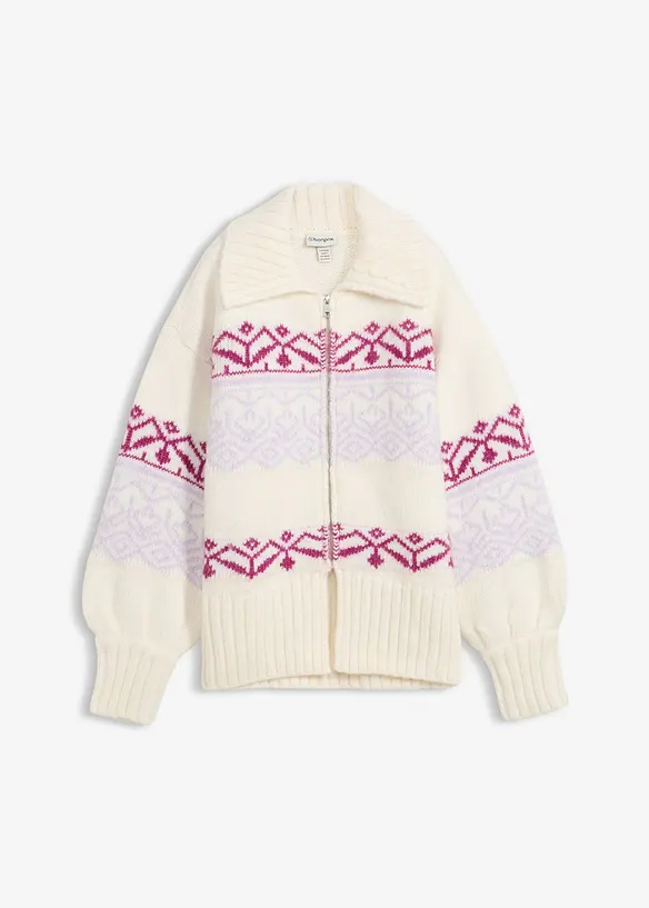 Kr&aacute;tk&yacute; pleten&yacute; kab&aacute;tek s norsk&yacute;m vzorem, bonprix