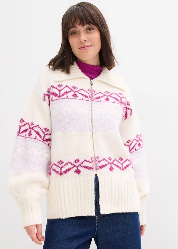 Kr&aacute;tk&yacute; pleten&yacute; kab&aacute;tek s norsk&yacute;m vzorem, bonprix