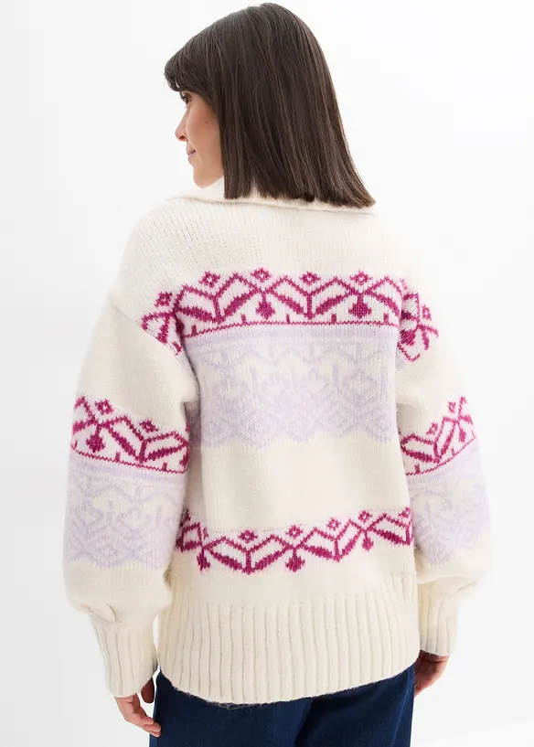 Kr&aacute;tk&yacute; pleten&yacute; kab&aacute;tek s norsk&yacute;m vzorem, bonprix