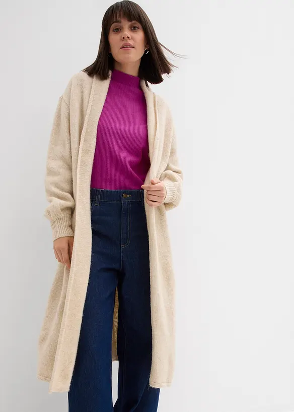 Dlouh&yacute; pleten&yacute; kab&aacute;t s del&scaron;&iacute;m vlasem, bonprix