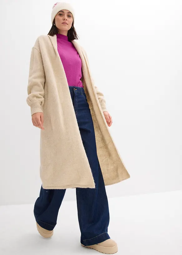 Dlouh&yacute; pleten&yacute; kab&aacute;t s del&scaron;&iacute;m vlasem, bonprix