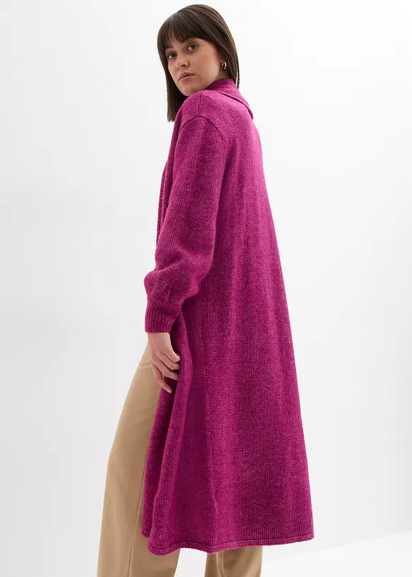 Dlouhý pletený kabát s delším vlasem, bonprix