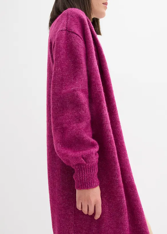 Dlouhý pletený kabát s delším vlasem, bonprix