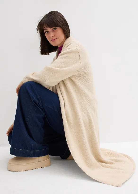 Dlouh&yacute; pleten&yacute; kab&aacute;t s del&scaron;&iacute;m vlasem, bonprix