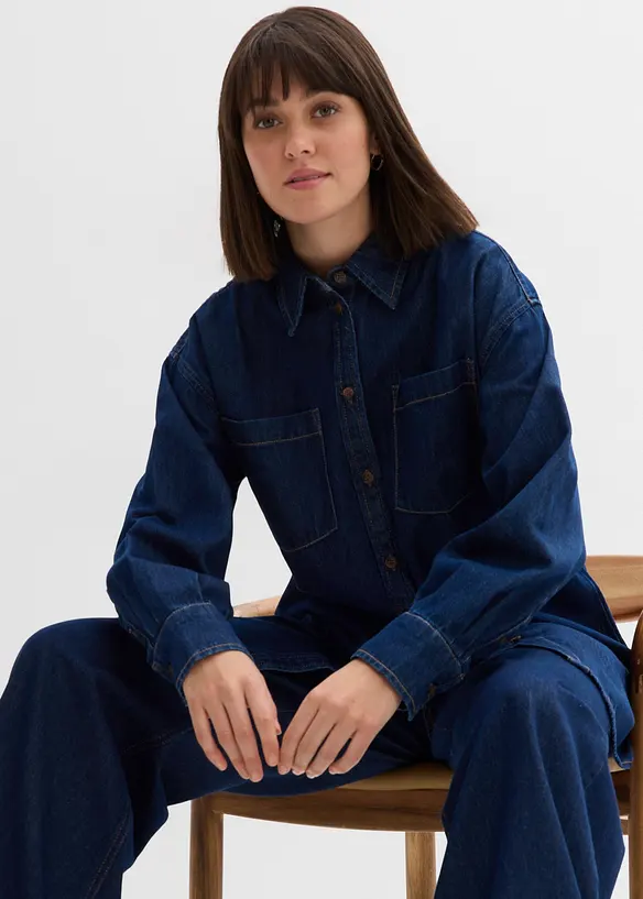 Džínová halenka z těžkého denimu, čistá bavlna, oversize střih, bonprix