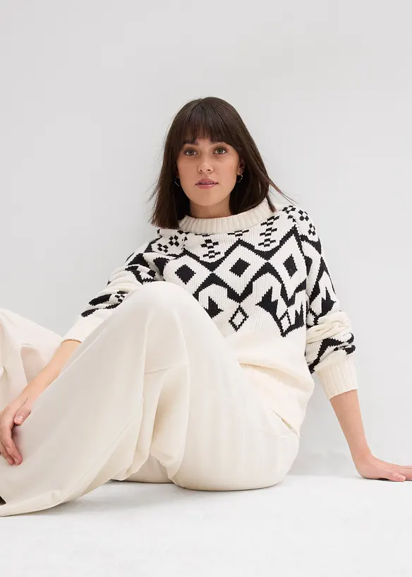 Oversize svetr s norským vzorem, bonprix