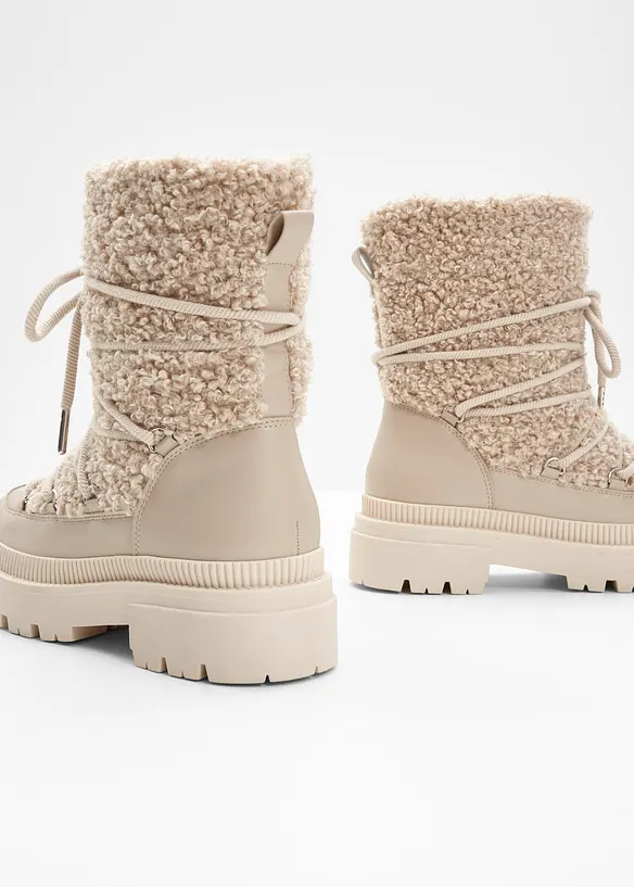 Šněrovací kotníková obuv s podšívkou, bonprix