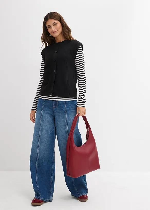 Svetr bez ruk&aacute;vů, ze silněj&scaron;&iacute; pleteniny, bonprix