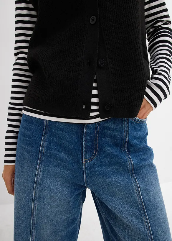 Svetr bez ruk&aacute;vů, ze silněj&scaron;&iacute; pleteniny, bonprix