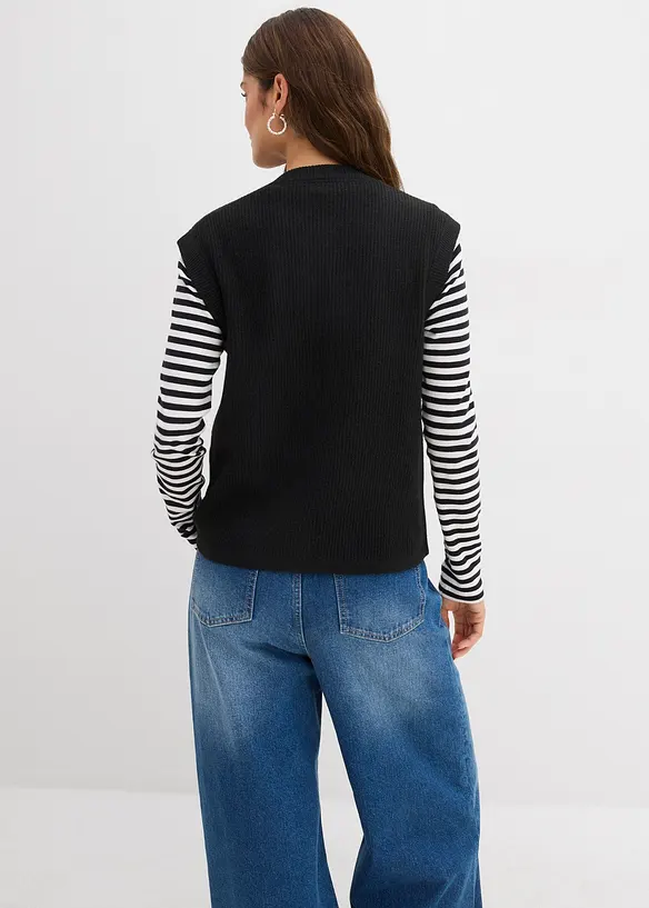 Svetr bez ruk&aacute;vů, ze silněj&scaron;&iacute; pleteniny, bonprix