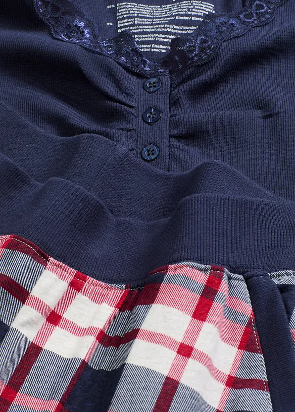 Pyžamo s žebrovaným tričkem s knoflíkovou lištou, bonprix