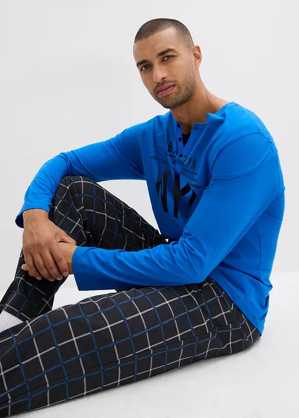 Pyžamo z čisté bavlny, s knoflíkovou lištou a dlouhými rukávy, bonprix