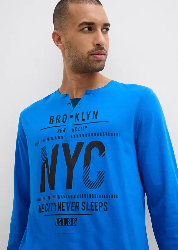 Pyžamo z čisté bavlny, s knoflíkovou lištou a dlouhými rukávy, bonprix